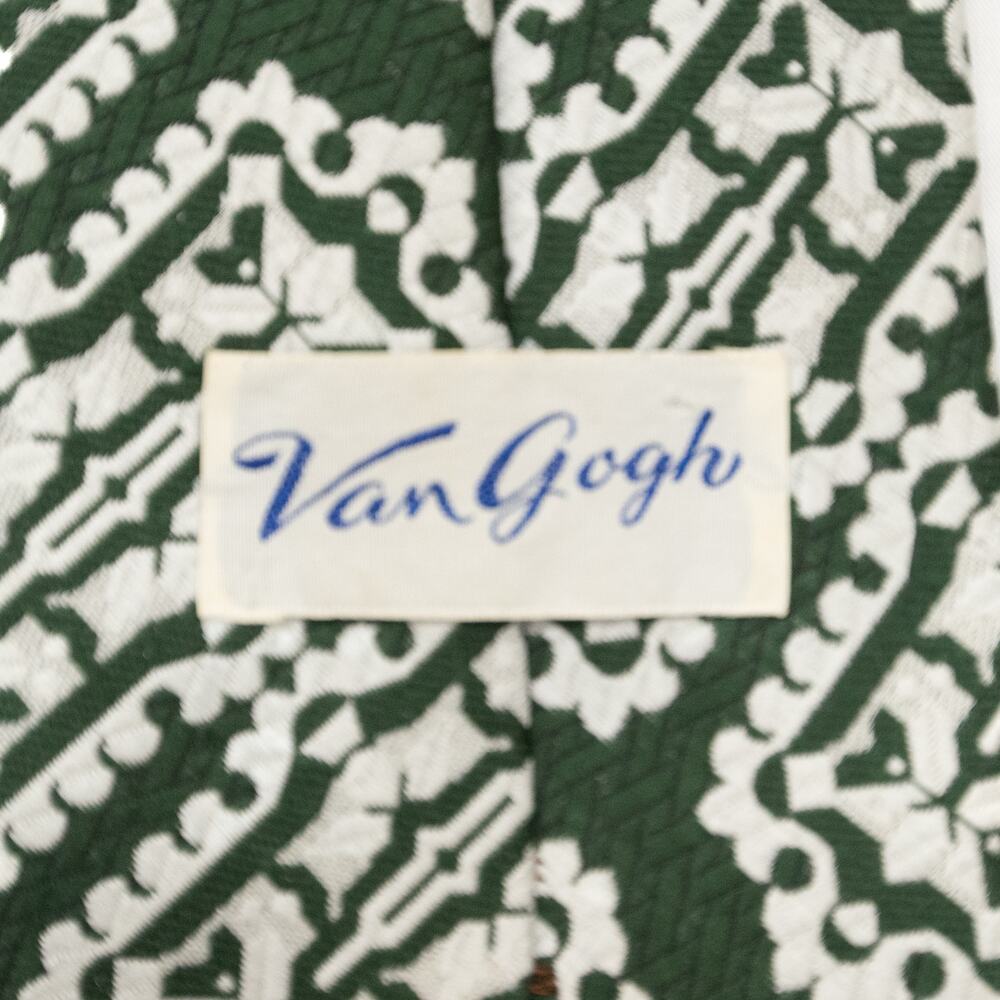 Vintage Retro Green White 60's 70's Necktie Neck Tie - Picture 4 of 8